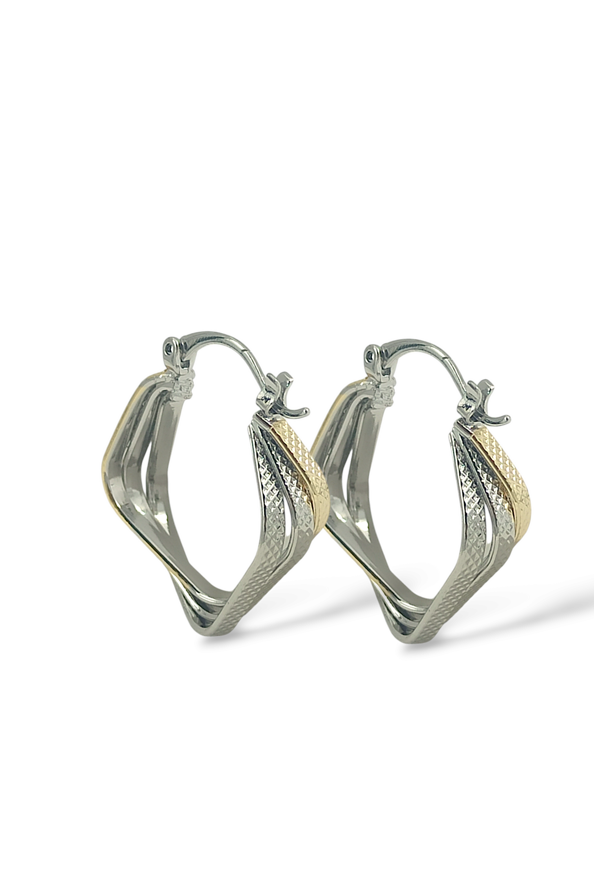 Premium Üç Sıra Lazer Kesim Kare Küpe 35647