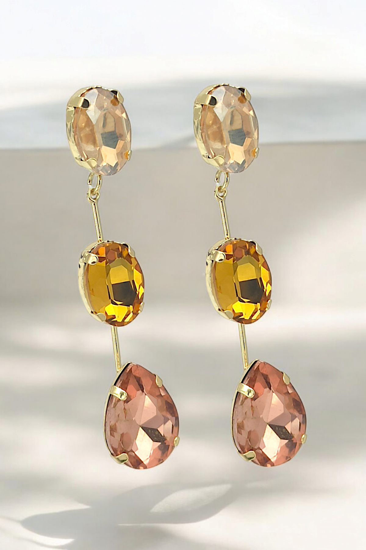 Premium Üç Sıra Zirkon Taş Küpe