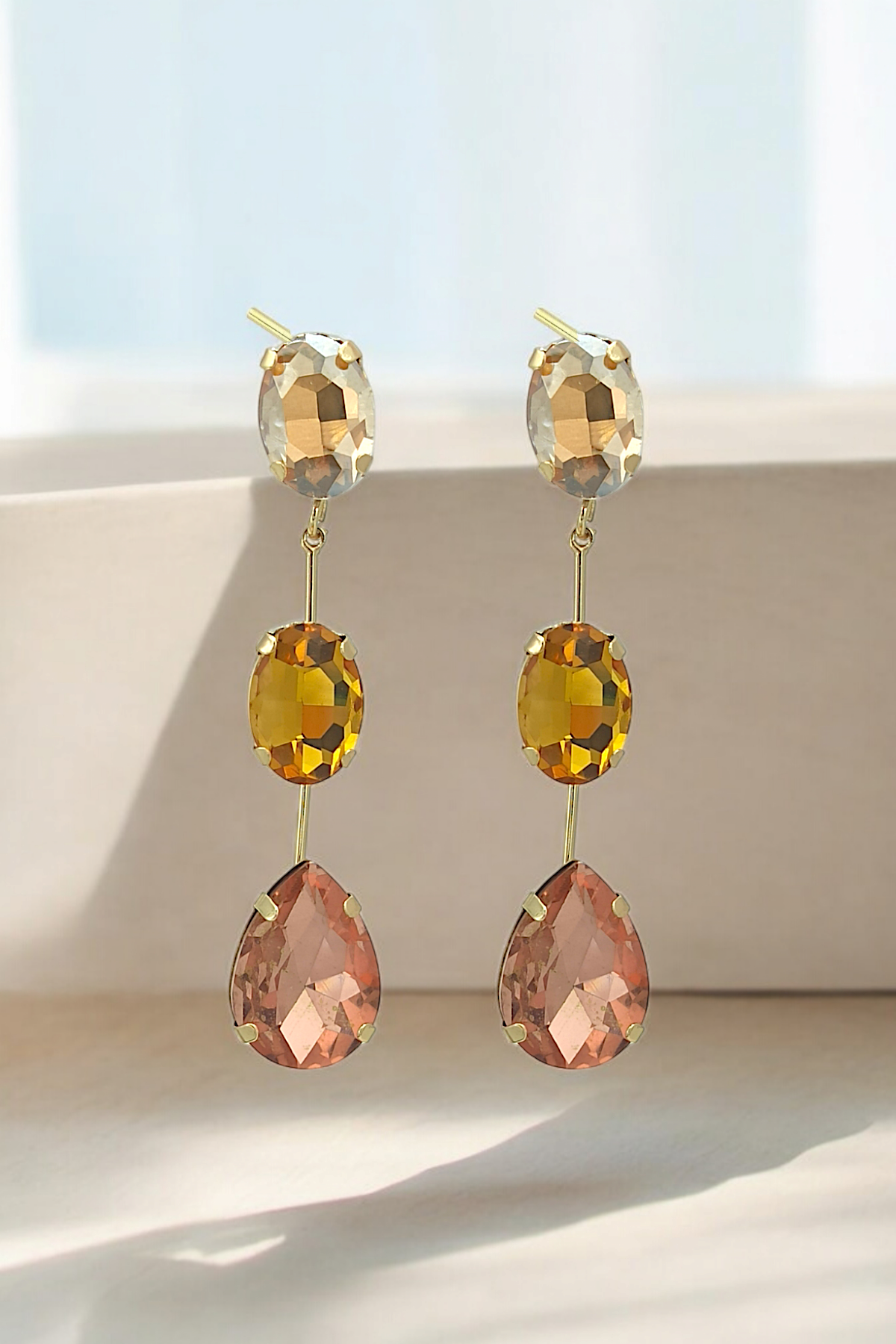 Premium Üç Sıra Zirkon Taş Küpe