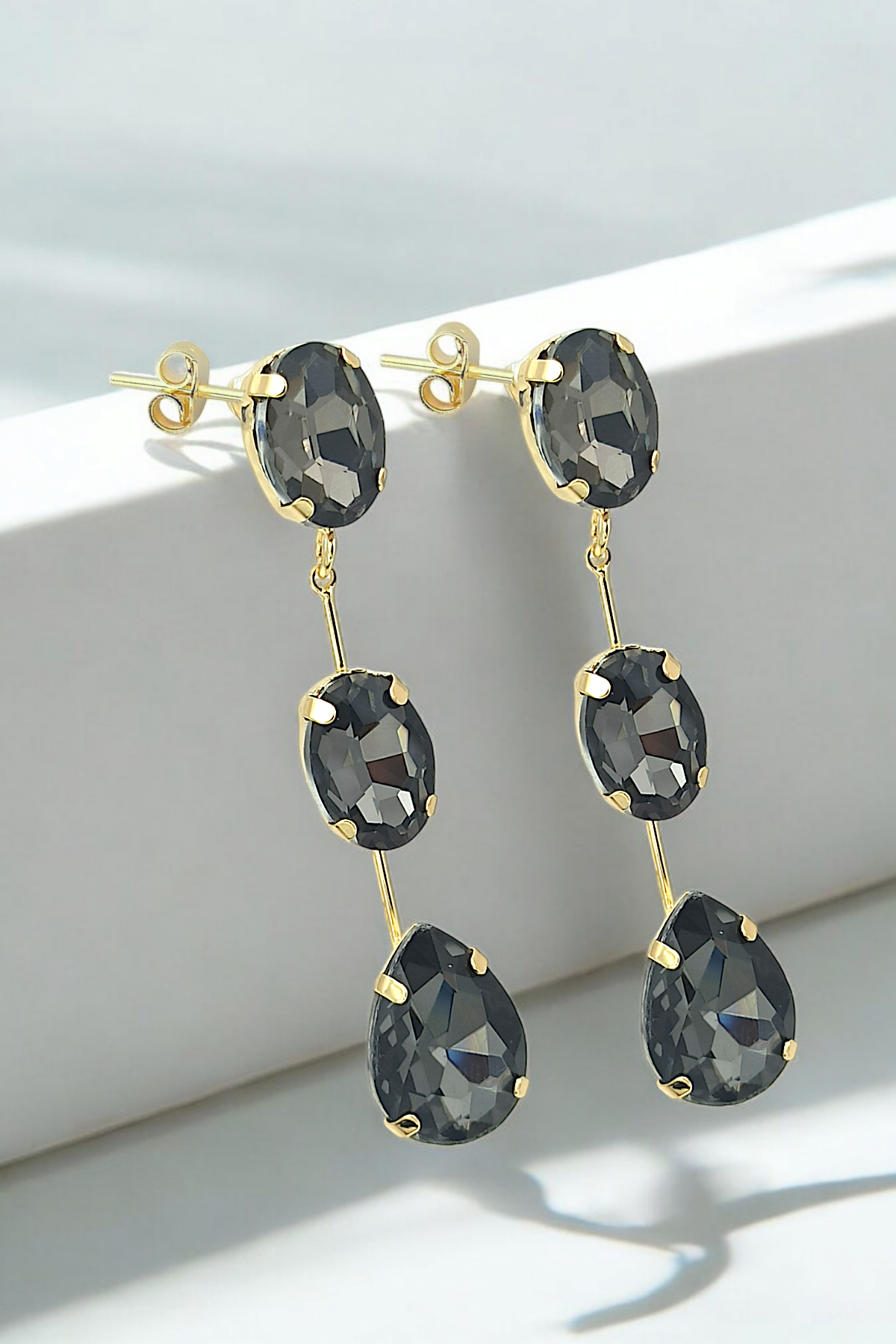 Premium Üç Sıra Zirkon Taş Küpe