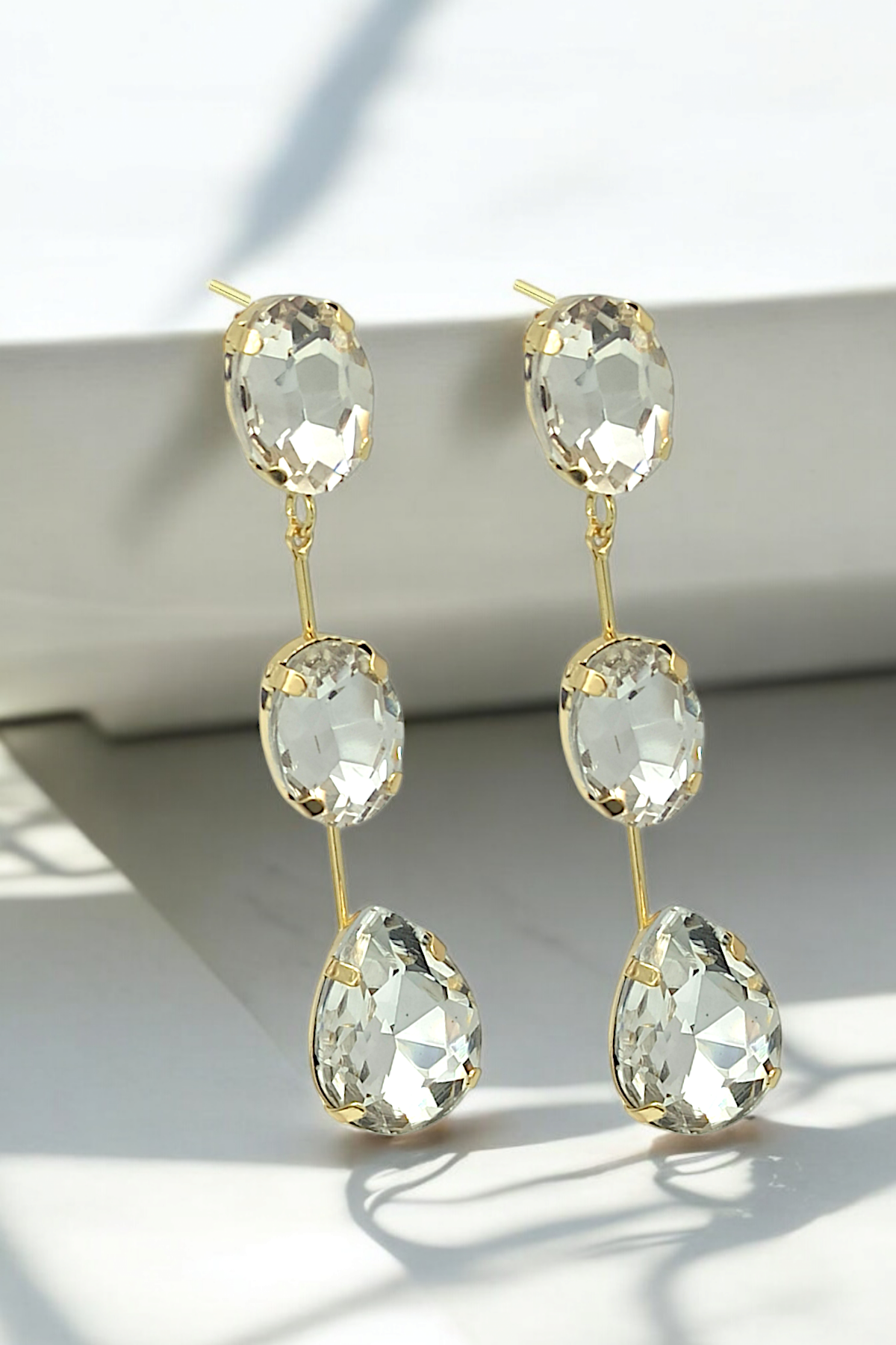 Premium Üç Sıra Zirkon Taş Küpe