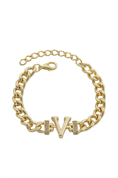 Premium V Harf Bileklik Zirkon Taş