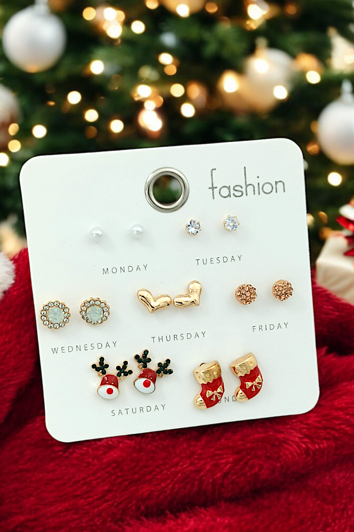 Premium Yılbaşı Küpe Set Yılbaşı Temalı Haftalık Küpe Seti