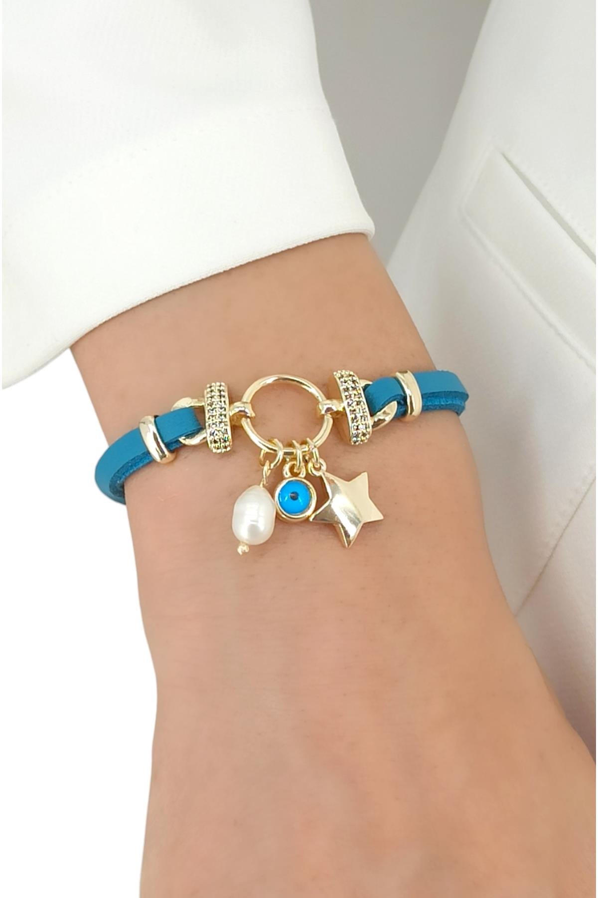 Premium Yıldız Deri Bileklik