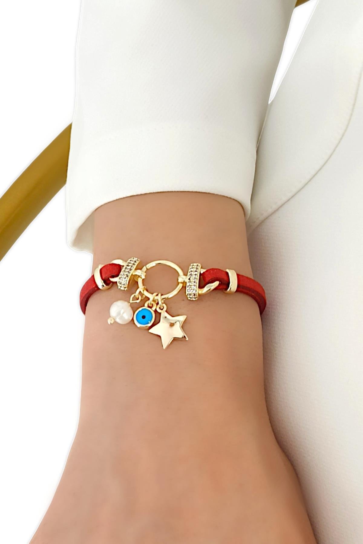 Premium Yıldız Deri Bileklik