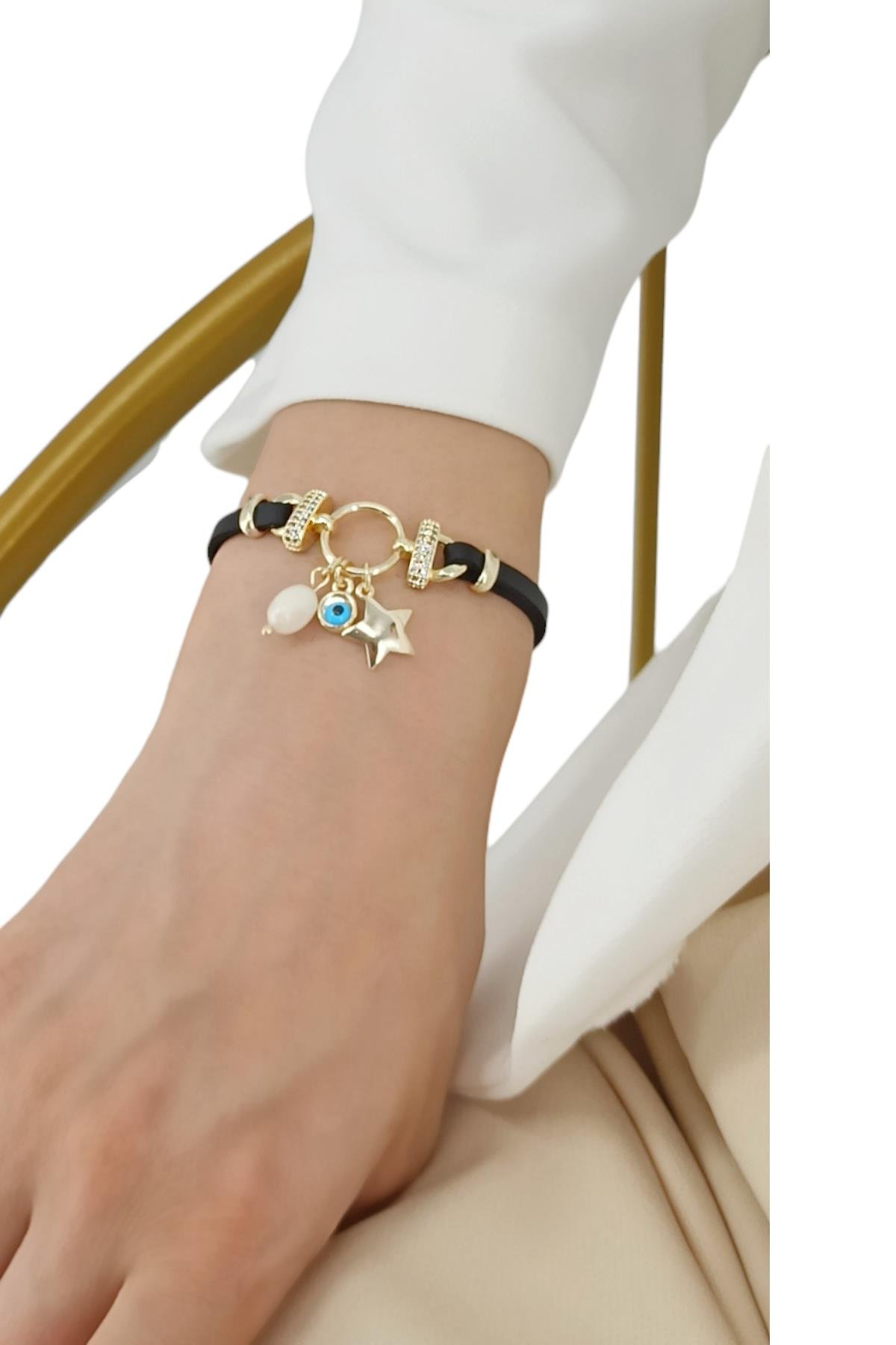 Premium Yıldız Deri Bileklik