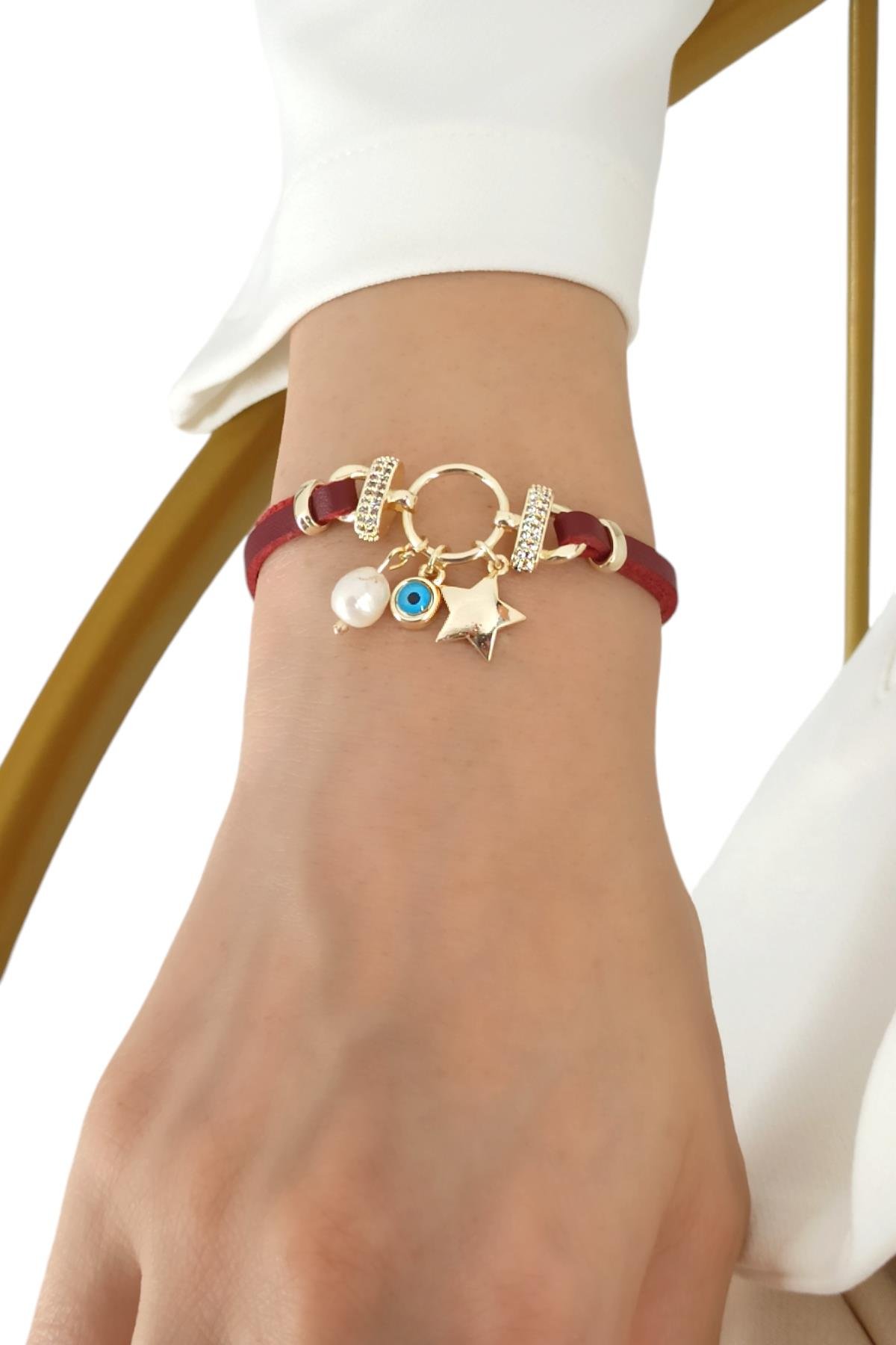 Premium Yıldız Deri Bileklik