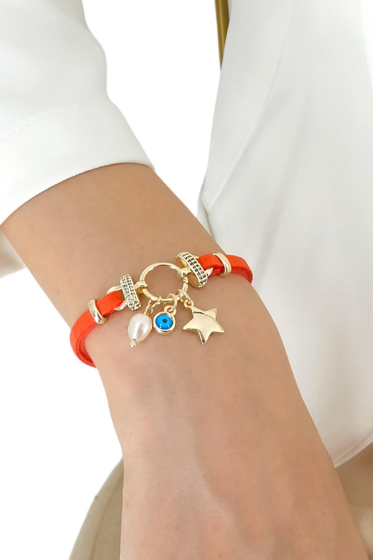 Premium Yıldız Deri Bileklik