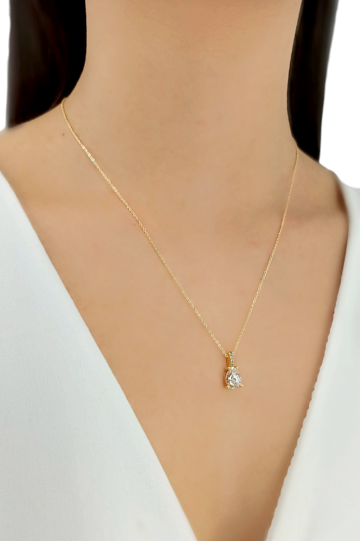 Premium Zirkon Taş Damla Kolye