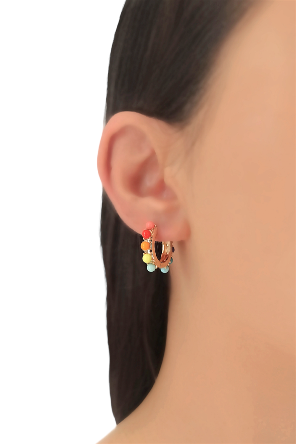 Renkli Boncuk Halka Küpe TrKüpe35219