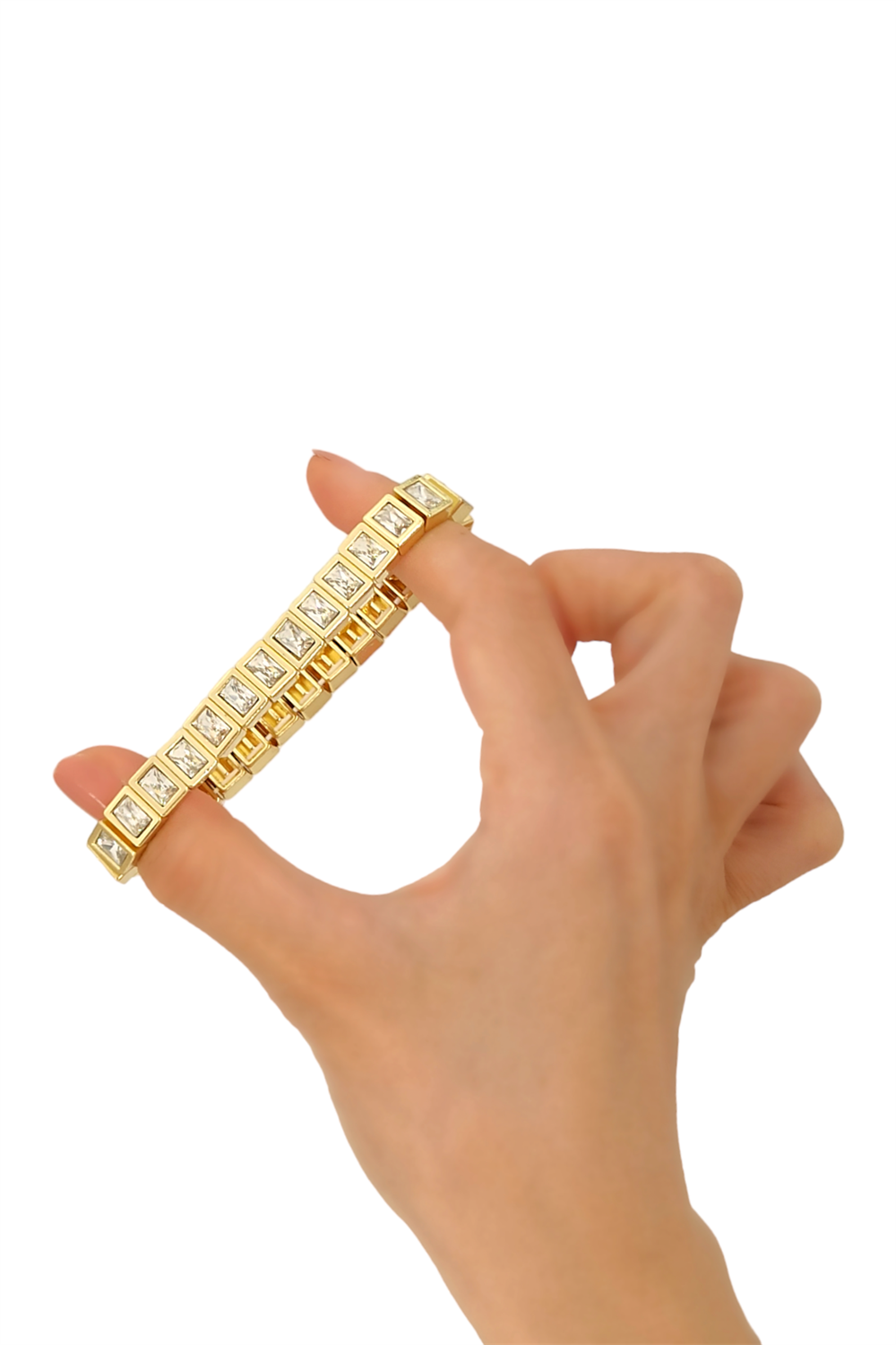 Sıra Taşlı Gold Misina Bileklik