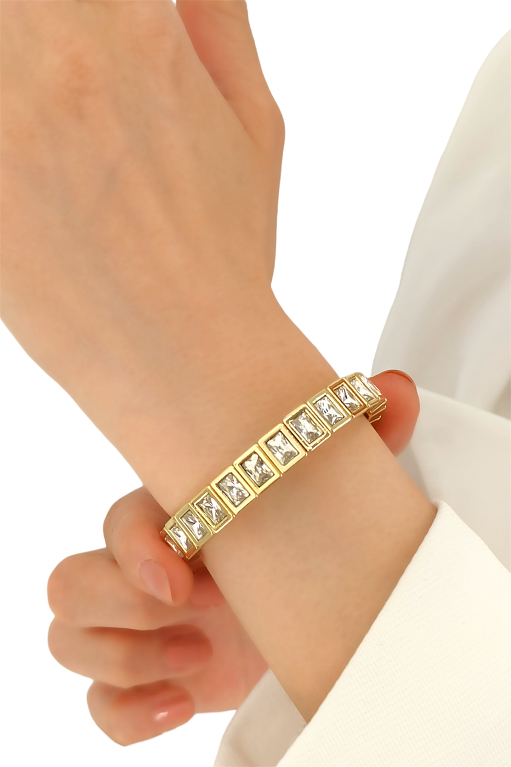 Sıra Taşlı Gold Misina Bileklik