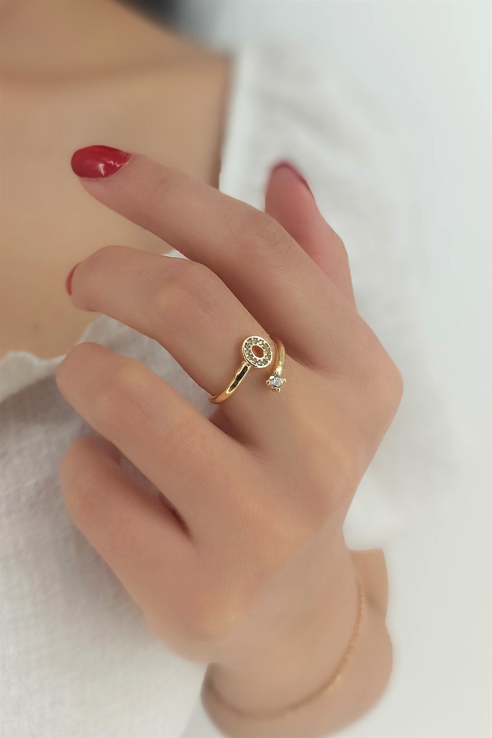 Taşlı O Harf Yüzük TaşlıHarfYüzükO