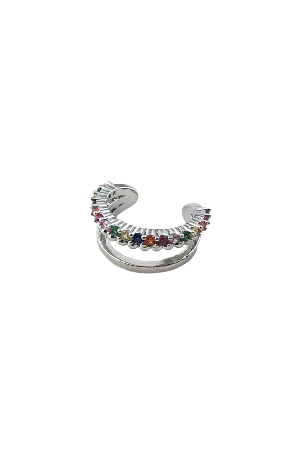 Tekli Üç Sıra Renkli Taş Earcuff/Kıkırdak Küpe TrKüpe35147