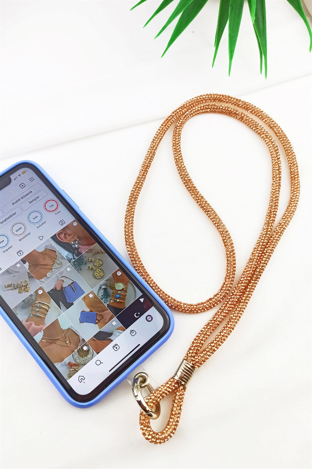 Telefon Askısı Taşlı Telefon Askısı