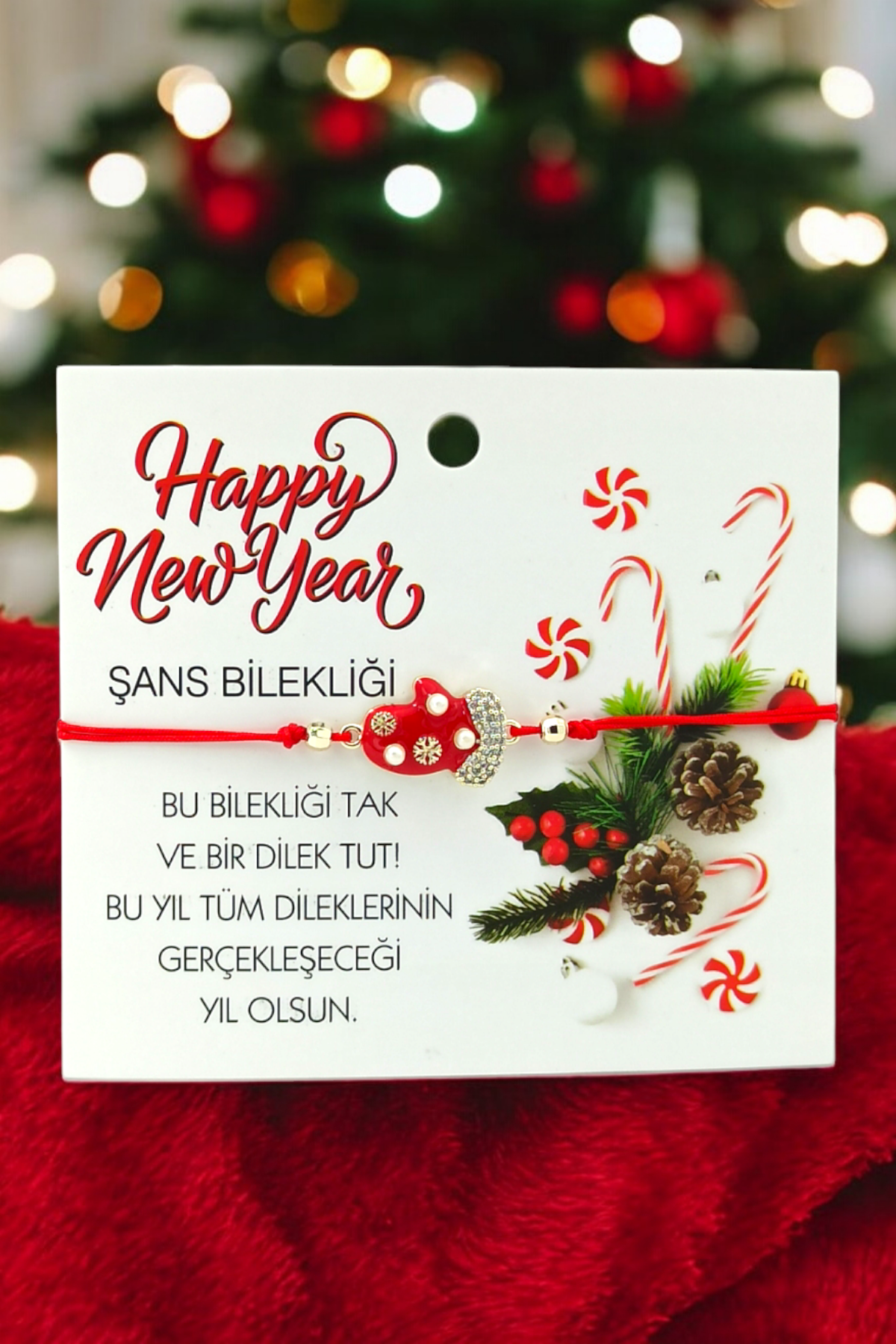 Yeni Yıl Hediyesi Cam Şans Bilekliği 