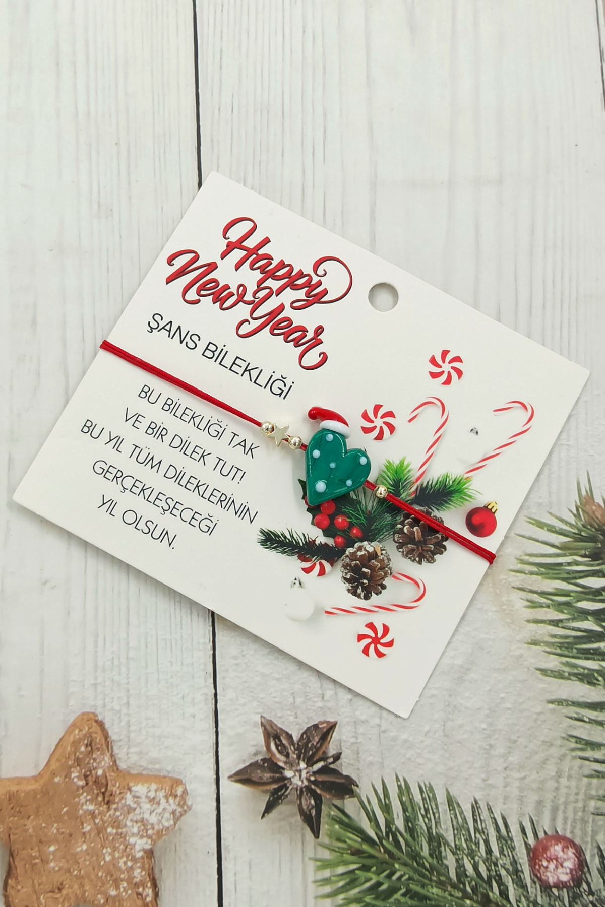 Yeni Yıl Hediyesi Cam Şans Bilekliği 