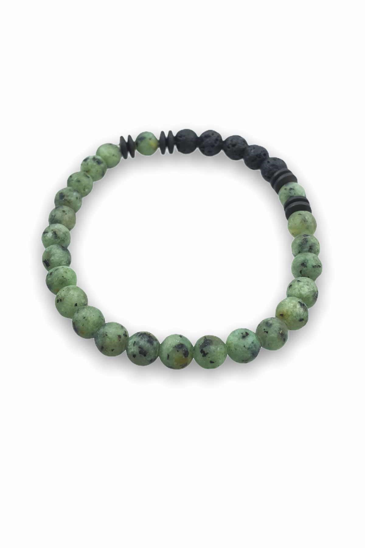 Yeşil Lav Taşlı Doğaltaş Erkek Bileklik TrBilek7635 B31753