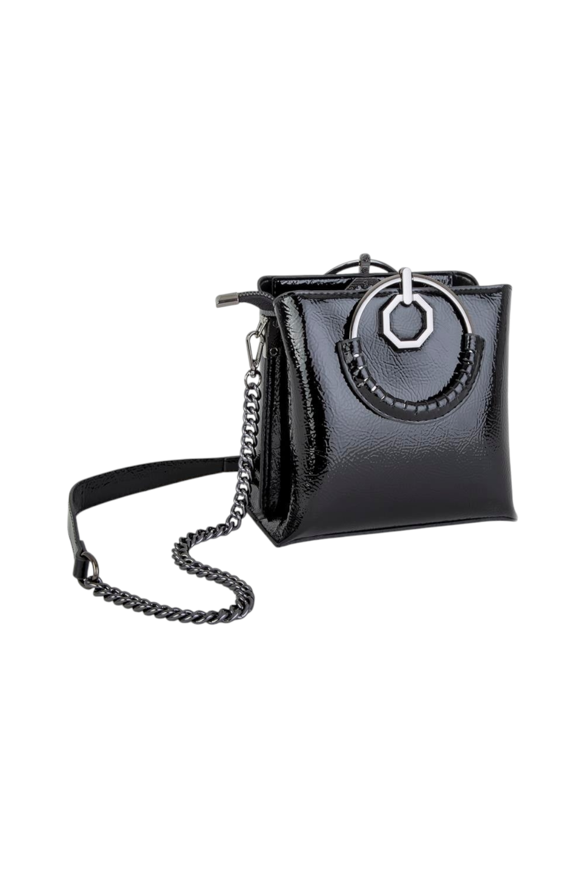 Zincir Detaylı Elden Tutma & Çapraz Çanta (20x19cm) 