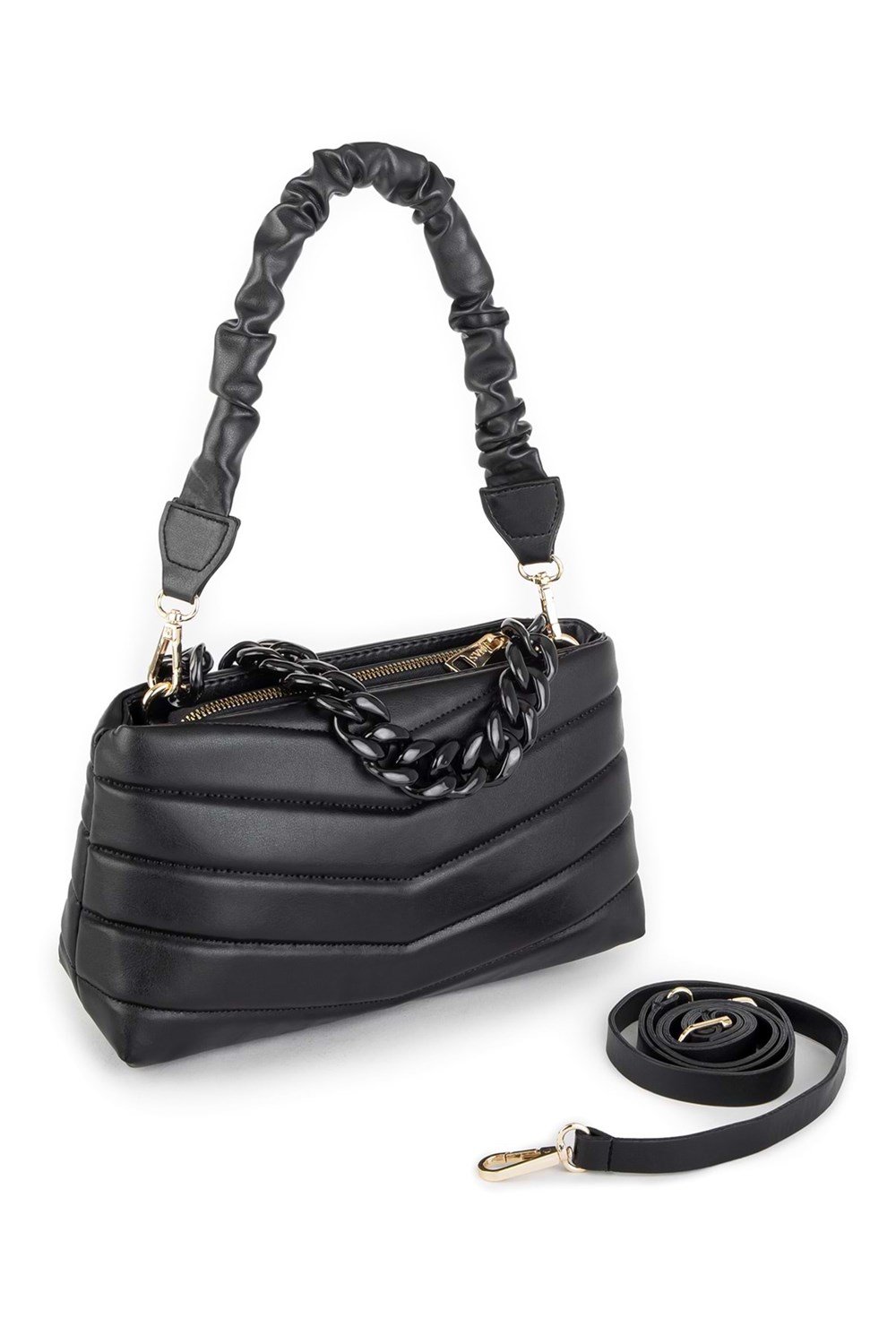 Zincirli Çanta Soft Dikişli Deri Bayan Çanta TRÇANTA1212 Siyah