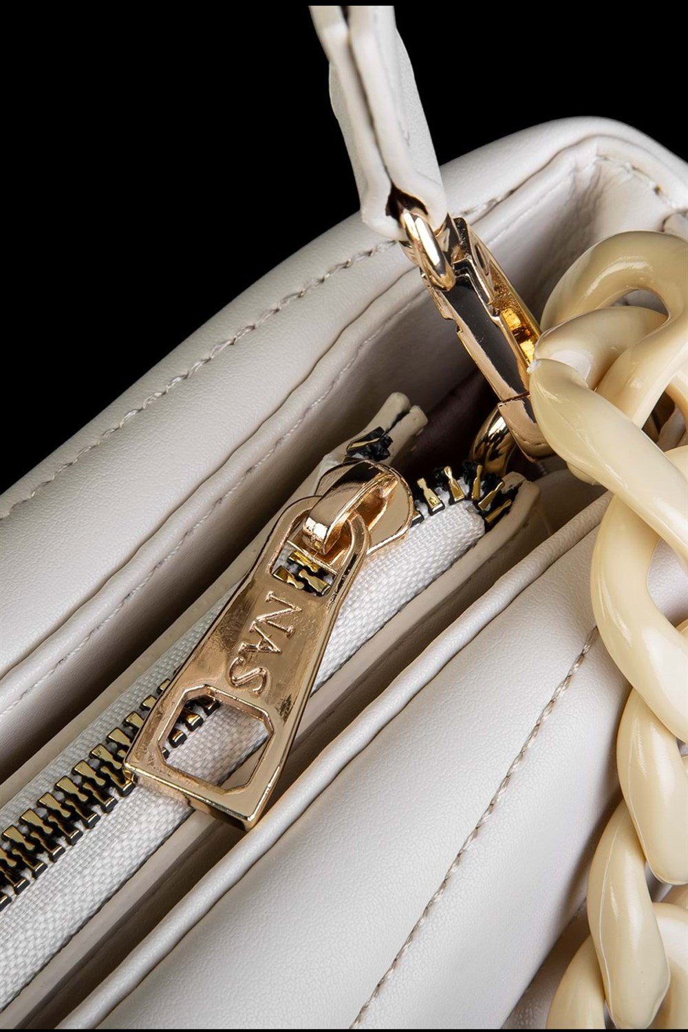 Zincirli Çanta Soft Dikişli Deri Bayan Çanta TRÇANTA1212 Krem