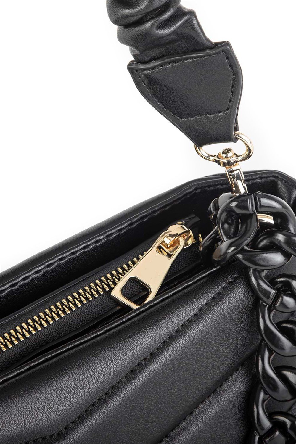 Zincirli Çanta Soft Dikişli Deri Bayan Çanta TRÇANTA1212 Siyah