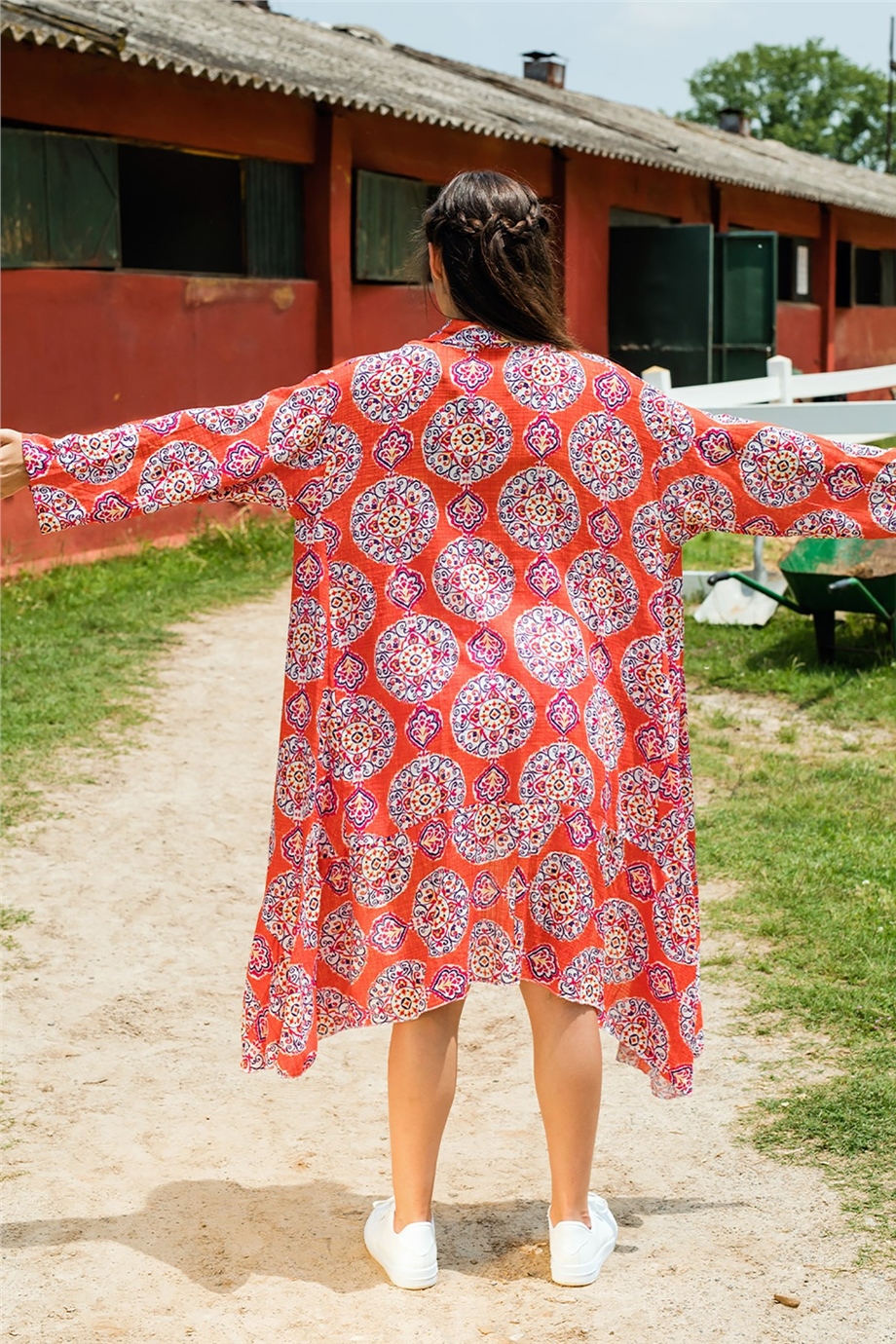 Çini Desenli Turuncu Kaftan