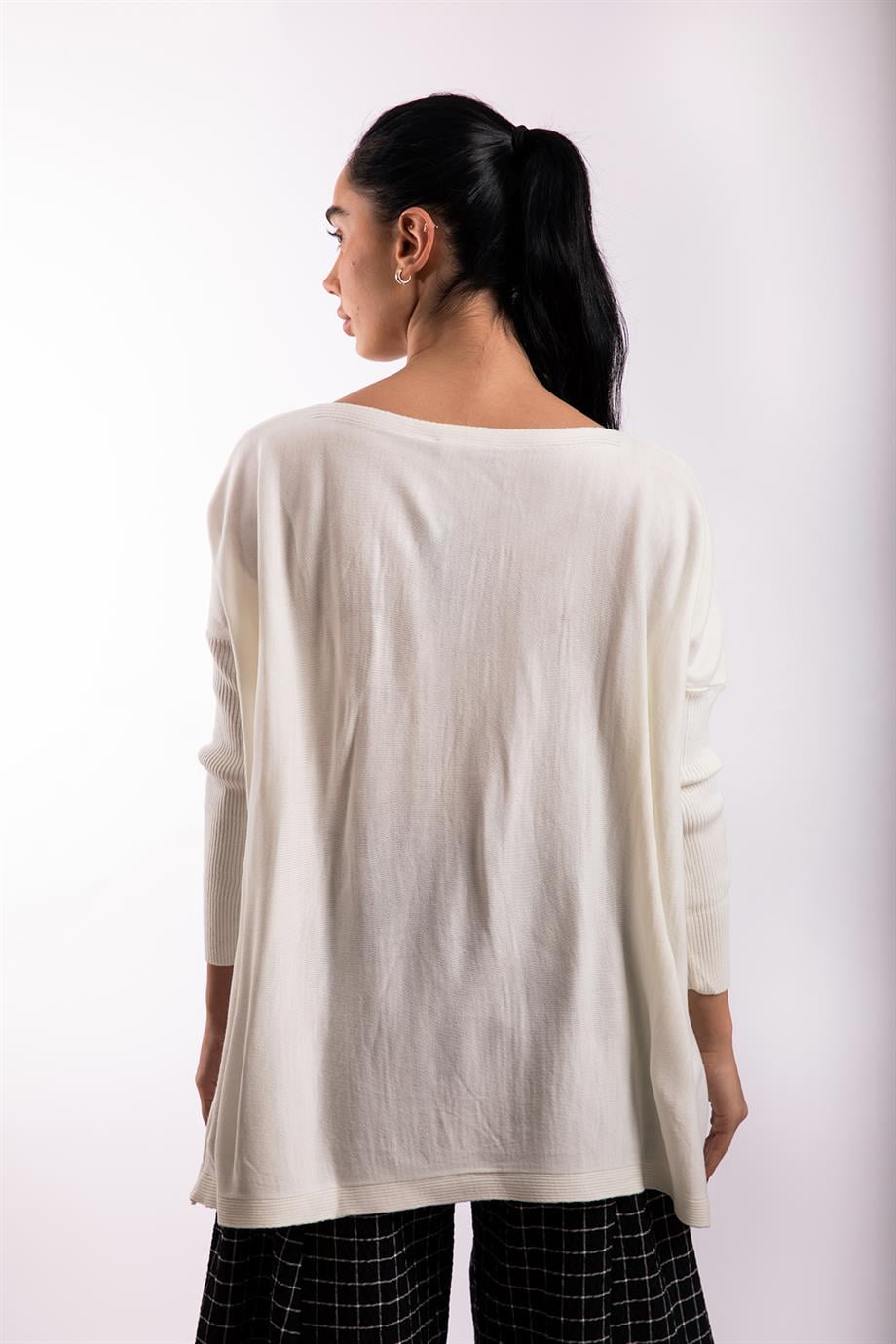Ekru Oversize Çift Cepli Tunik
