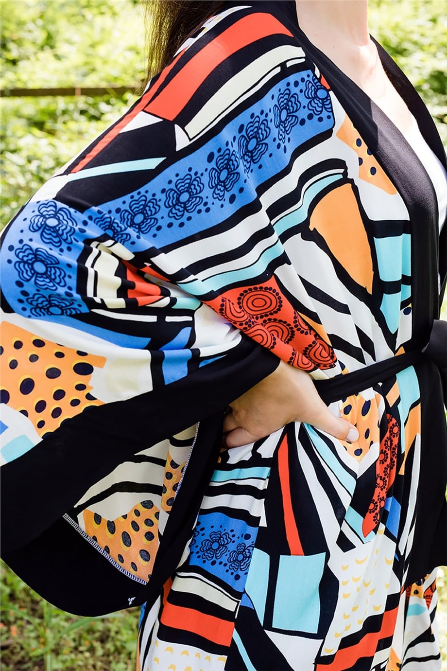 Geometrik Desenli Kimono