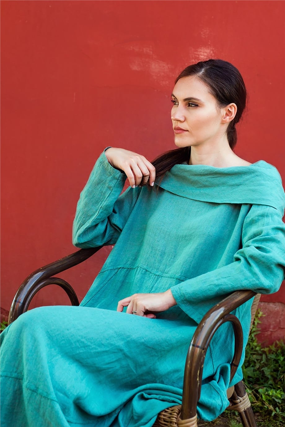 Keten Mint Elbise