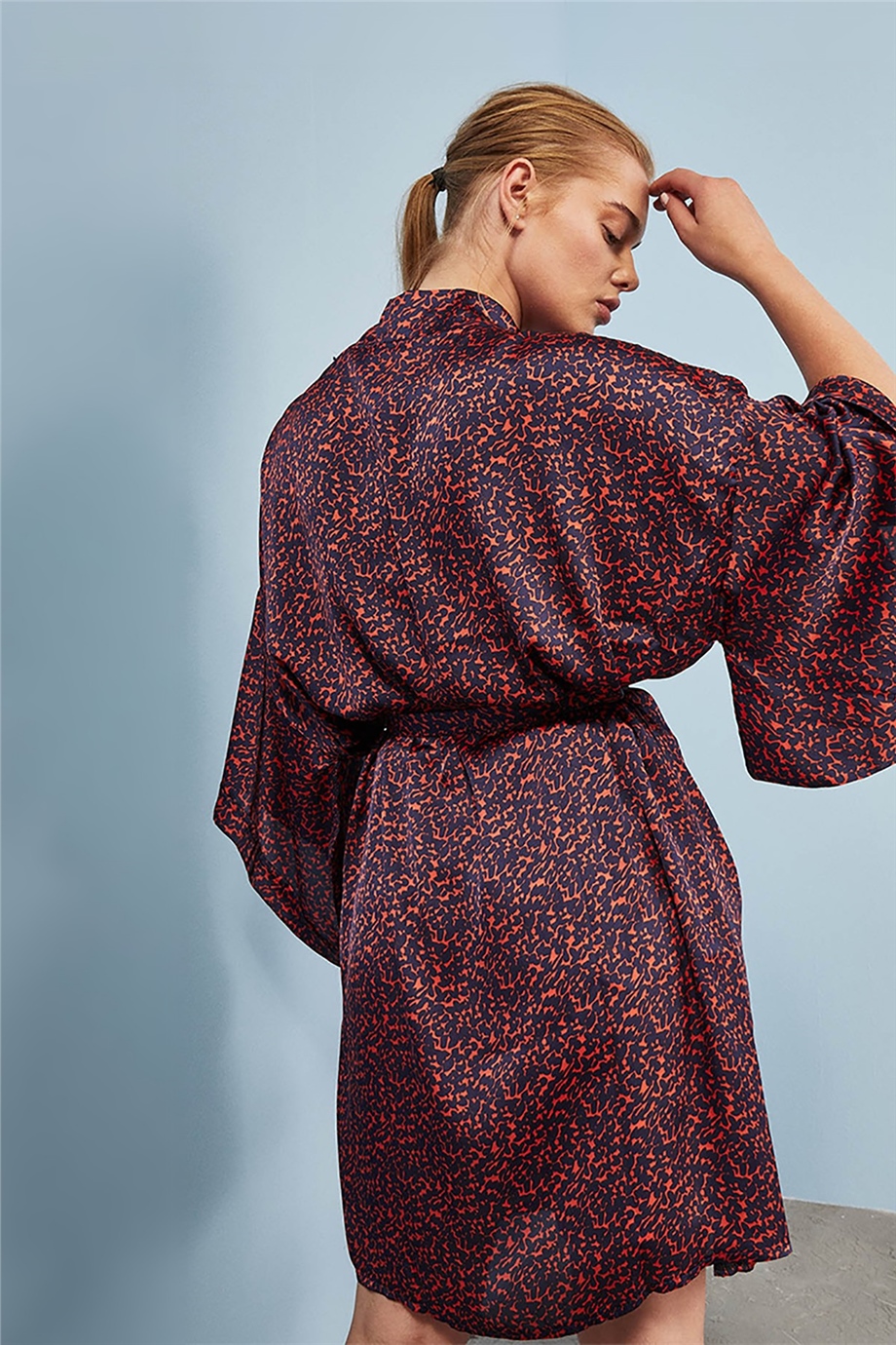 Kol Detaylı Bordo Kimono