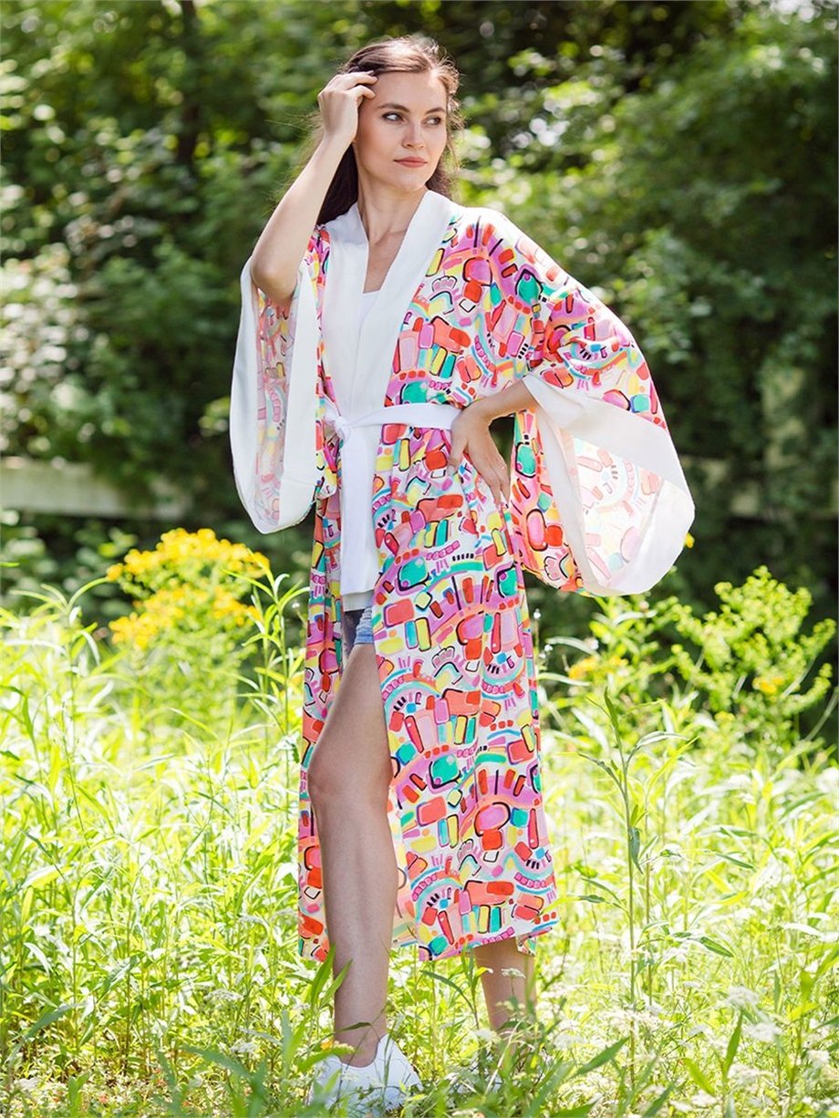 Pembe Desenli Kimono