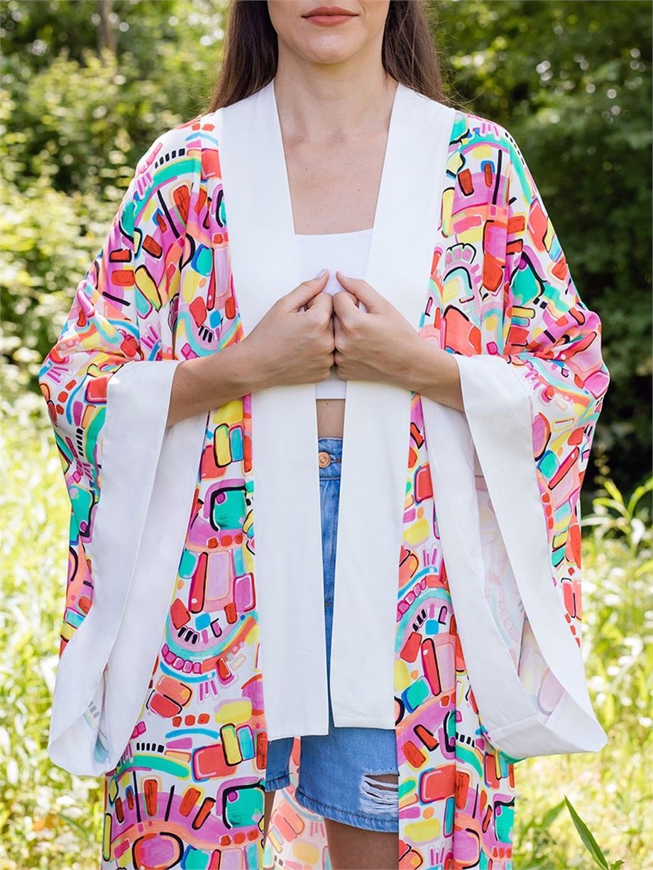 Pembe Desenli Kimono
