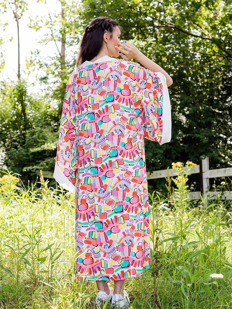 Pembe Desenli Kimono
