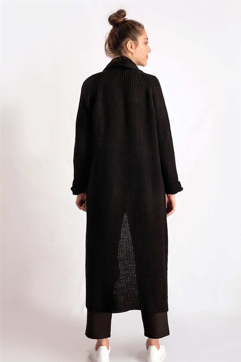 Şal Yaka Siyah Oversize Hırka