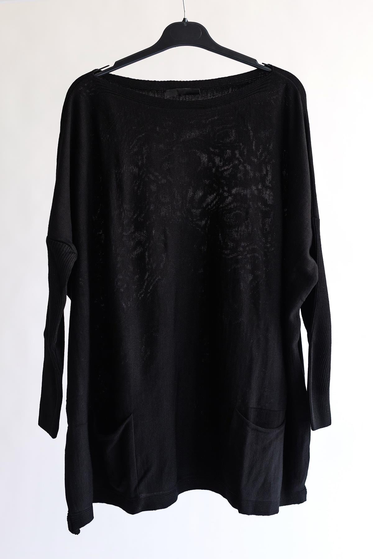 Siyah Oversize Çift Cepli Tunik