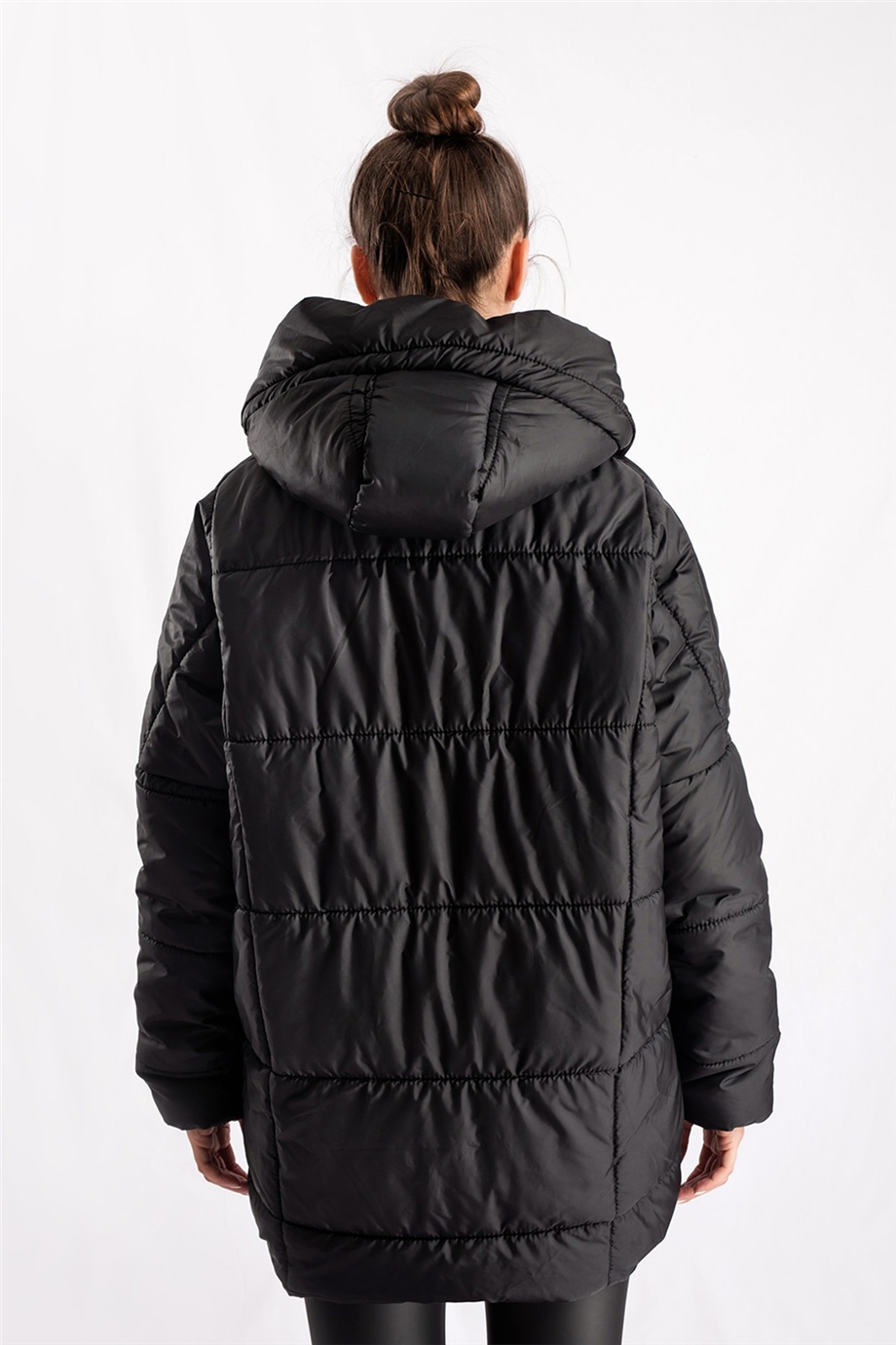 Siyah Oversize Şişme Mont