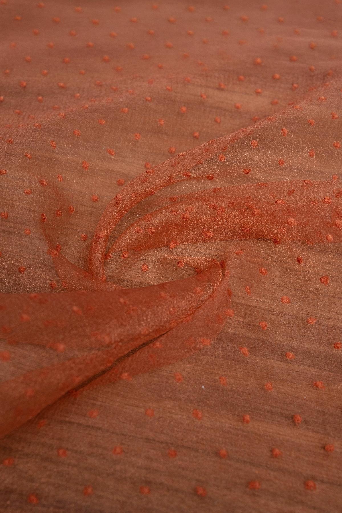 FLOK DALYA ORGANZE C#17 KİREMİT - Kumaş Deposu