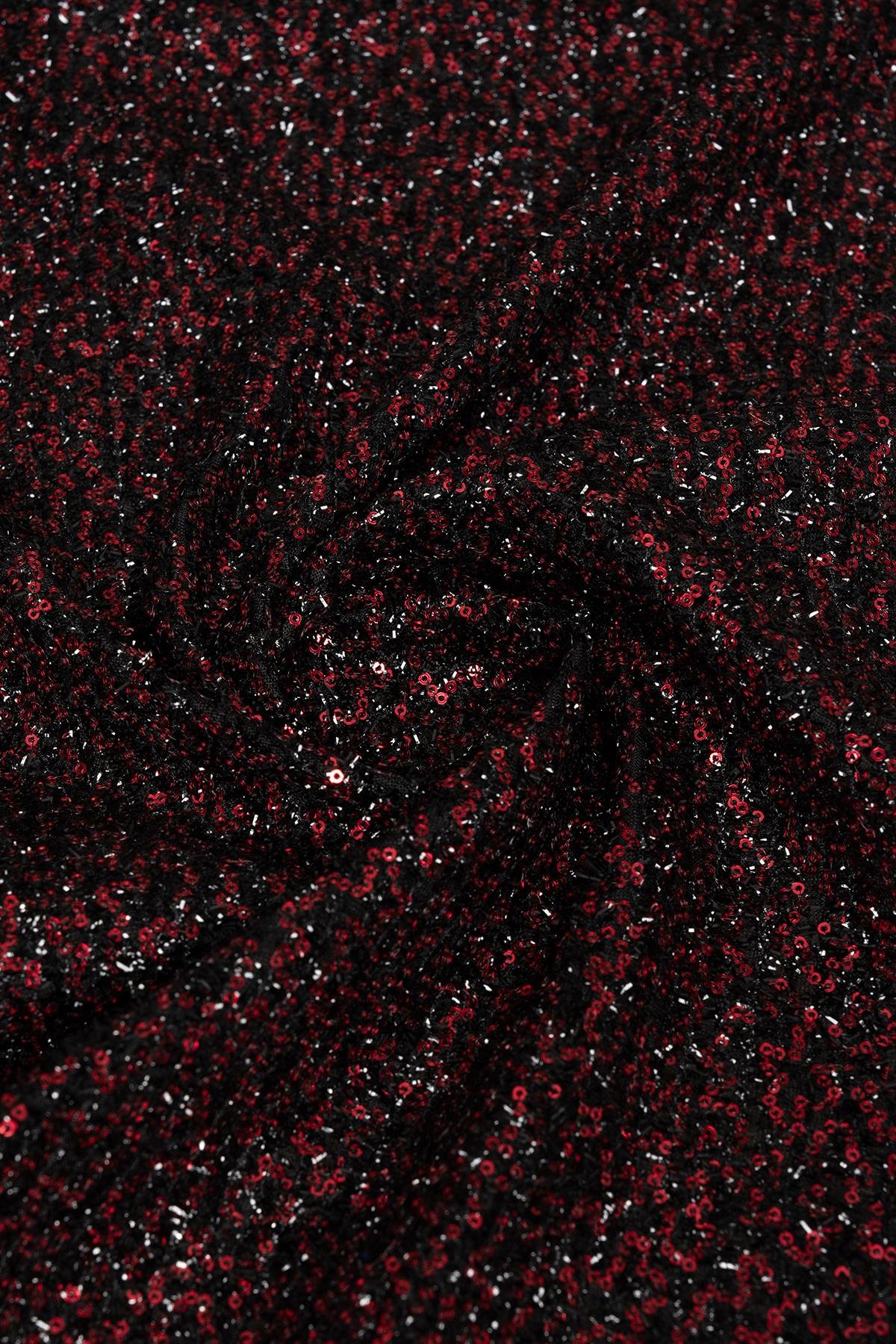 2 mm Payetli Bordo Kumaş - Kumaş Deposu