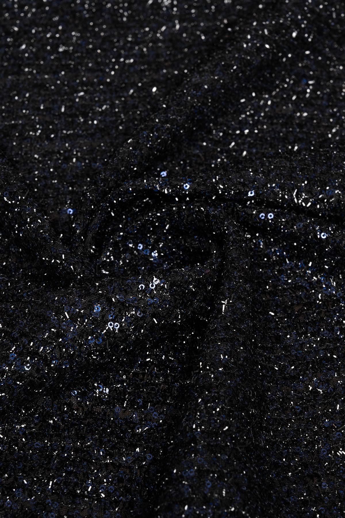 2 mm Payetli Lacivert Kumaş - Kumaş Deposu