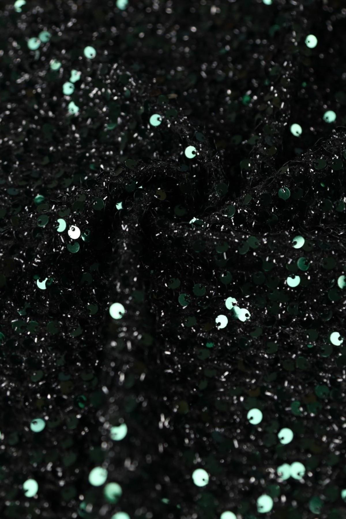 ANALI KIZLI KÜÇÜK DESEN C#3 ZÜMRÜT/SİYAH - Kumaş Deposu