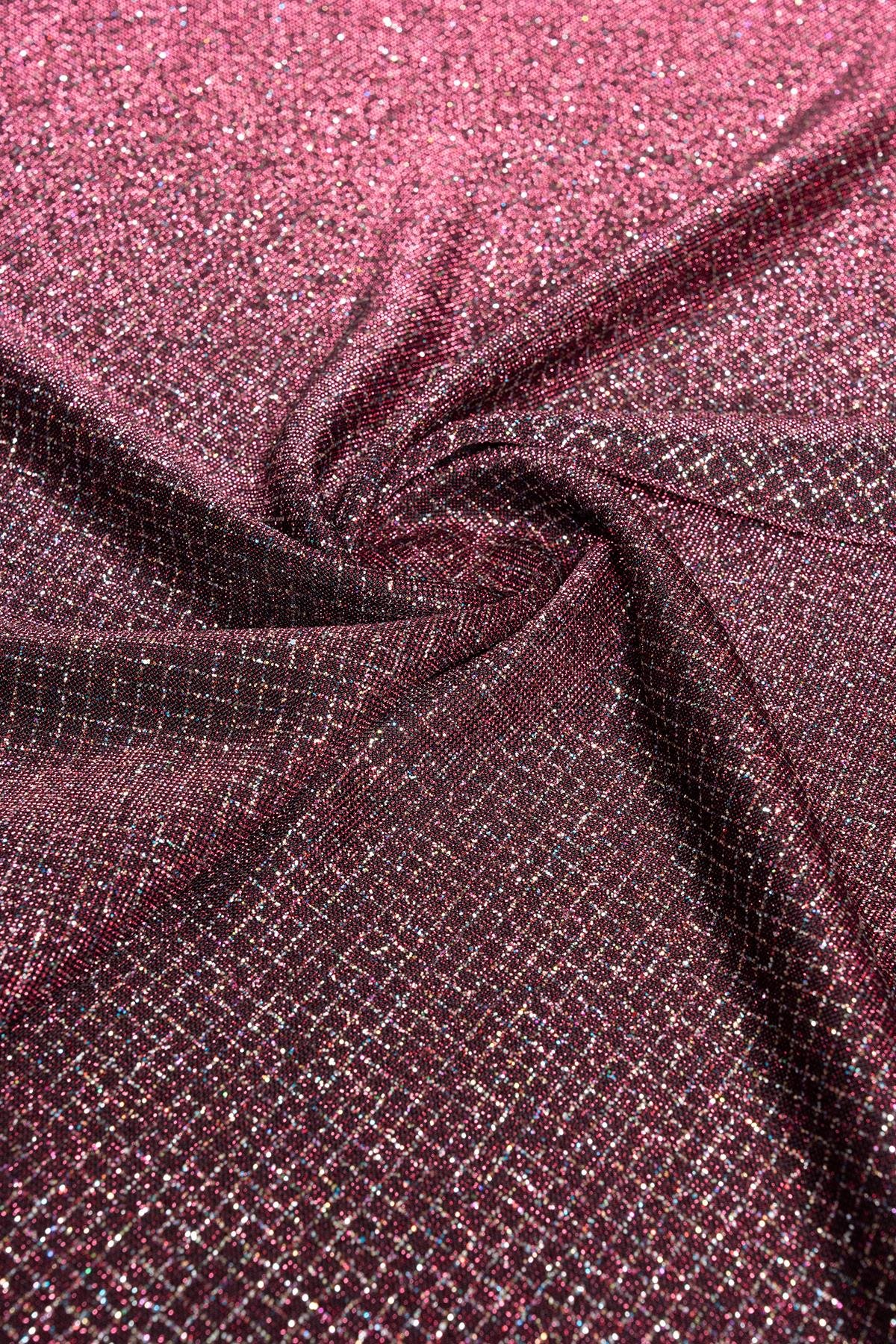 Brayt Baklava Desenli Simli Bordo Örme Kumaş - Kumaş Deposu