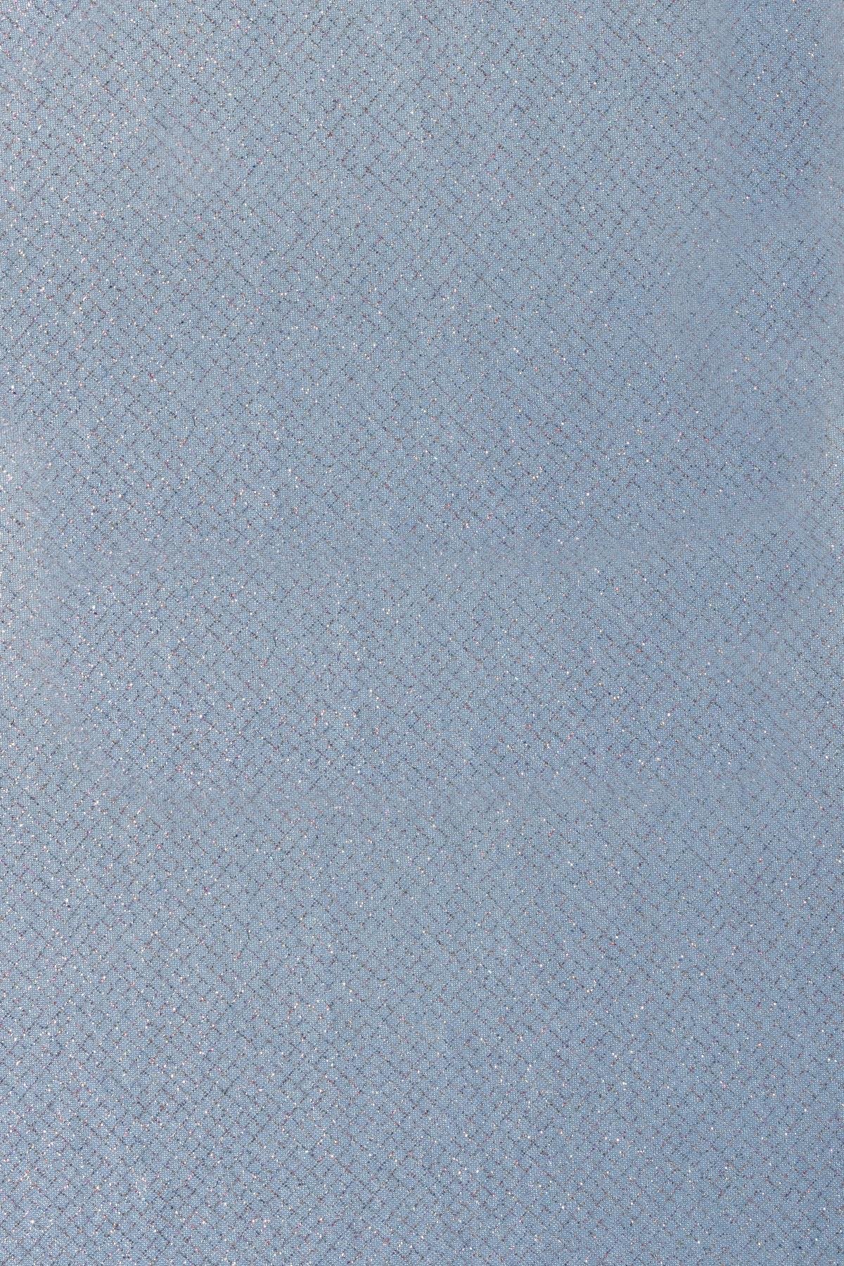 Brayt Baklava Desenli Simli İndigo Örme Kumaş - Kumaş Deposu