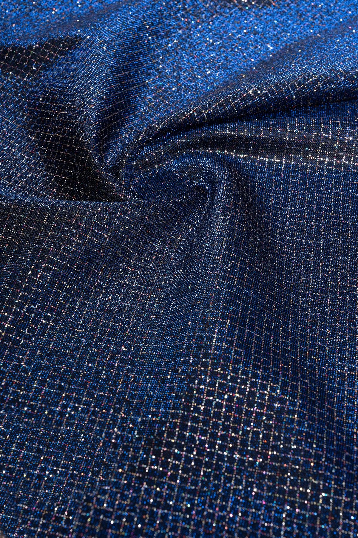 Brayt Baklava Desenli Simli Saks Örme Kumaş - Kumaş Deposu