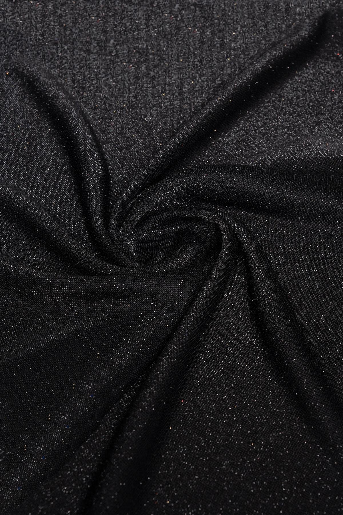 Brayt Simli Siyah Örme Kumaş - Kumaş Deposu