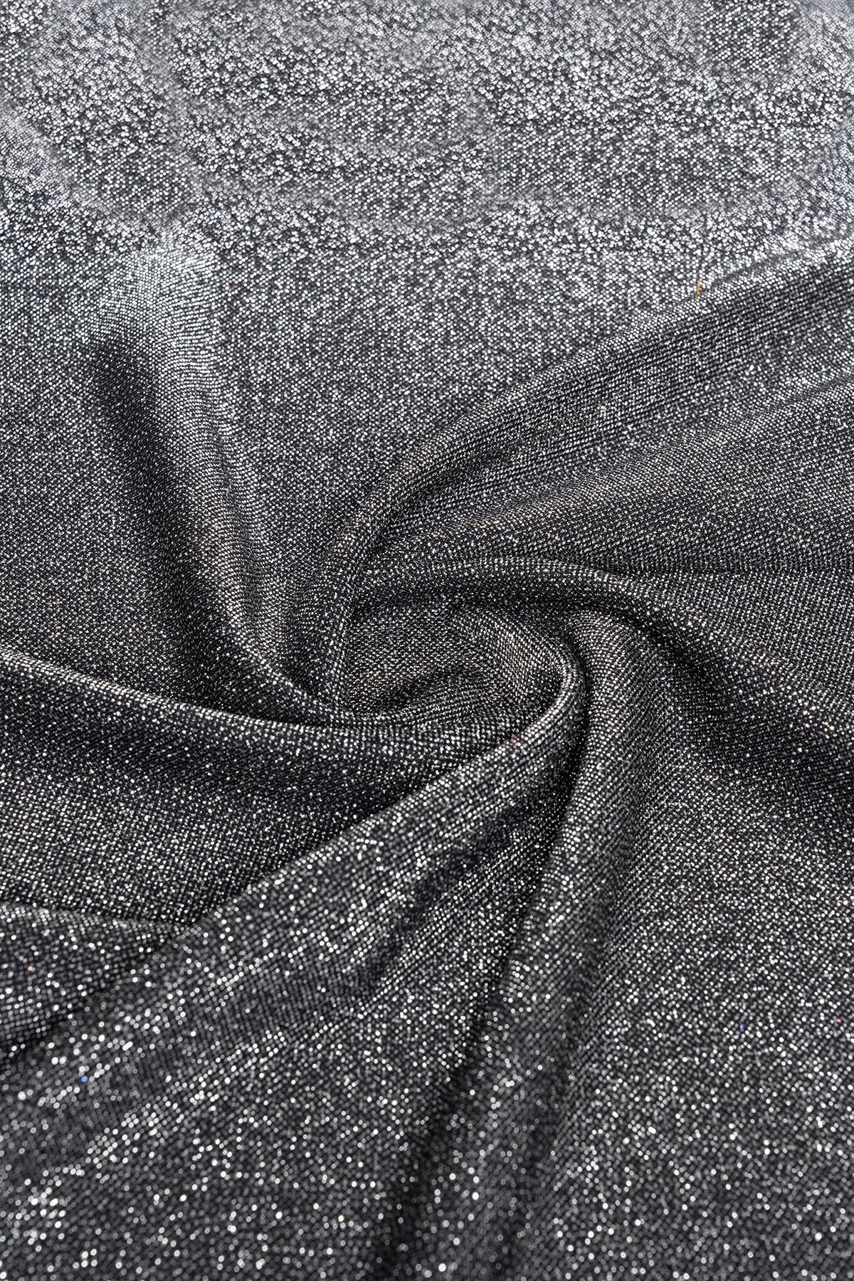 Brayt Simli Siyah/Gümüş Örme Kumaş - Kumaş Deposu