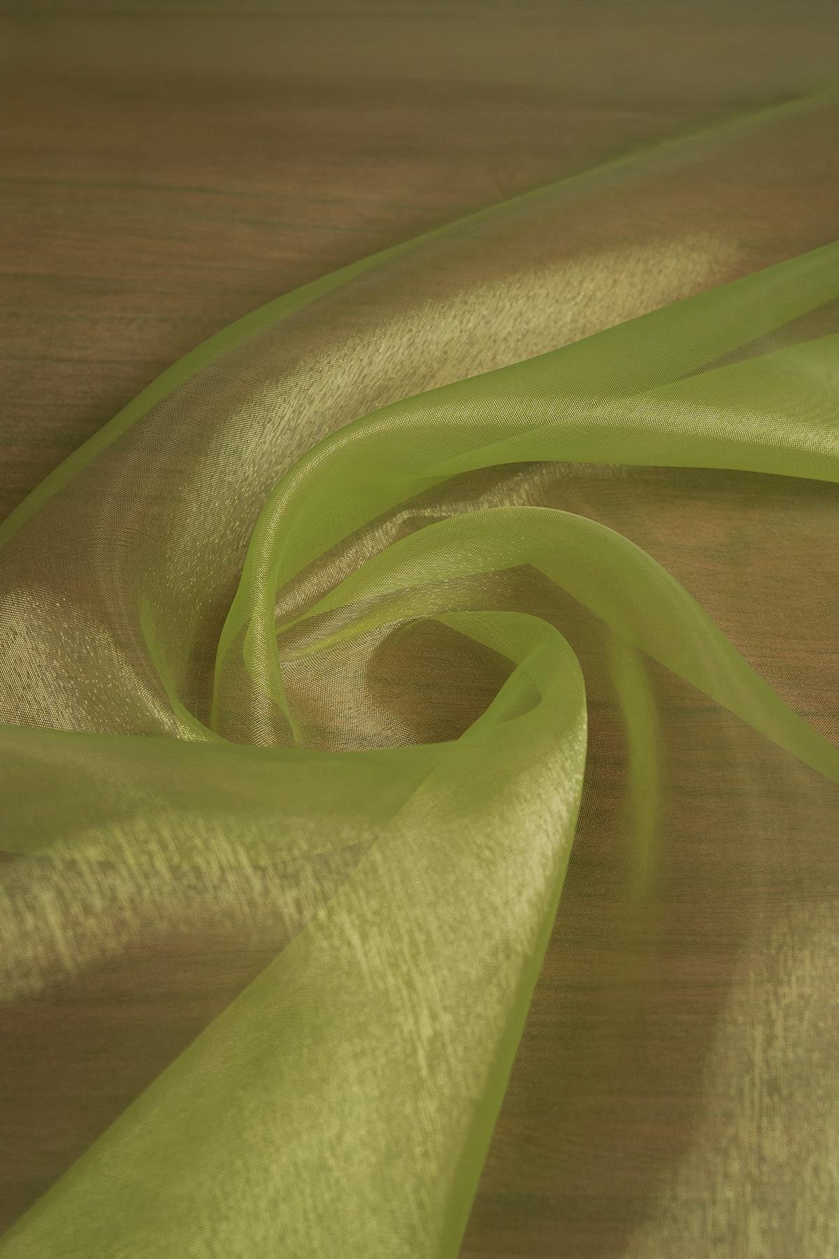 Cam Organze Çimen Yeşili Rengi Kumaş - Kumaş Deposu