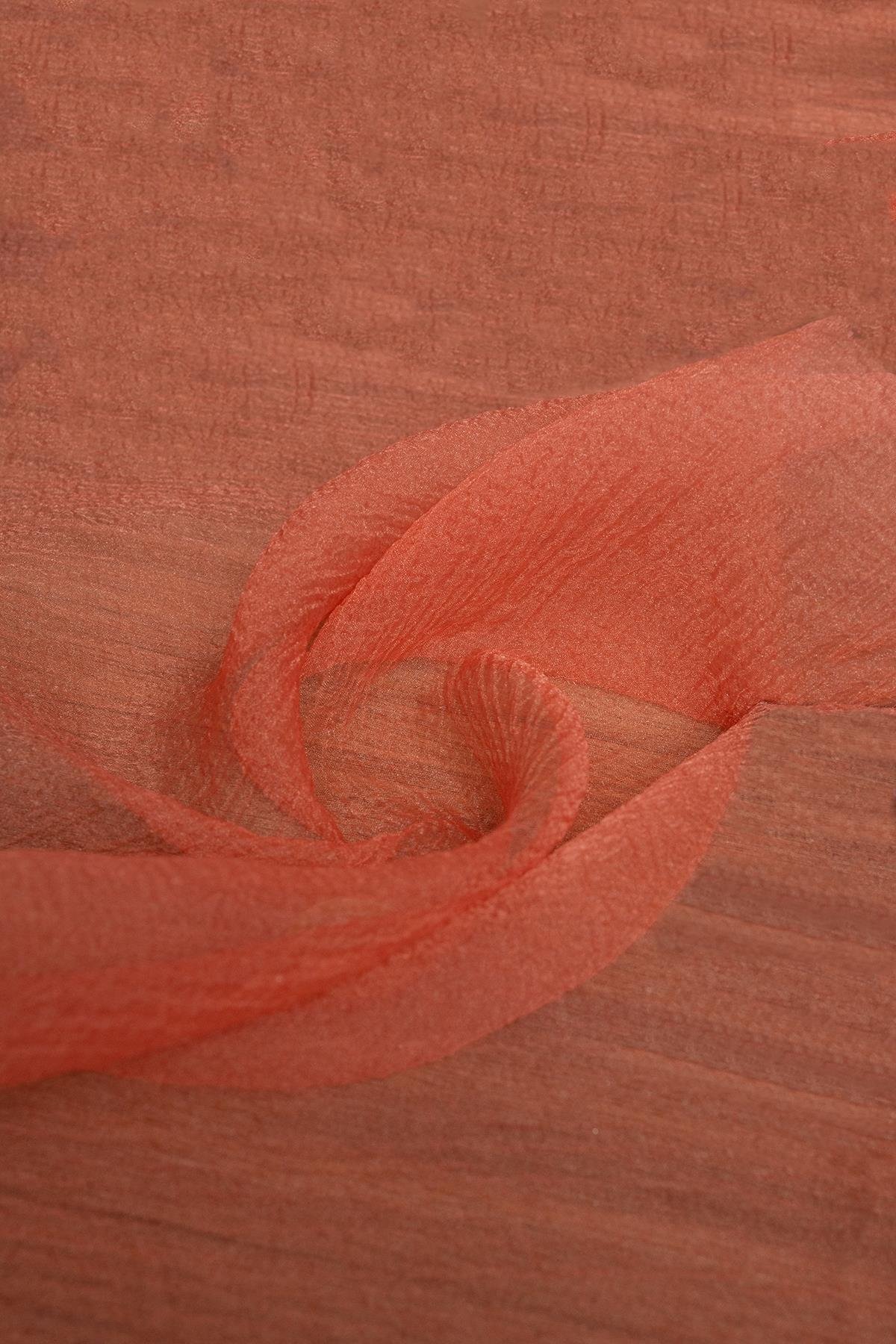 Dalya Organze Kiremit Rengi Kumaş - Kumaş Deposu