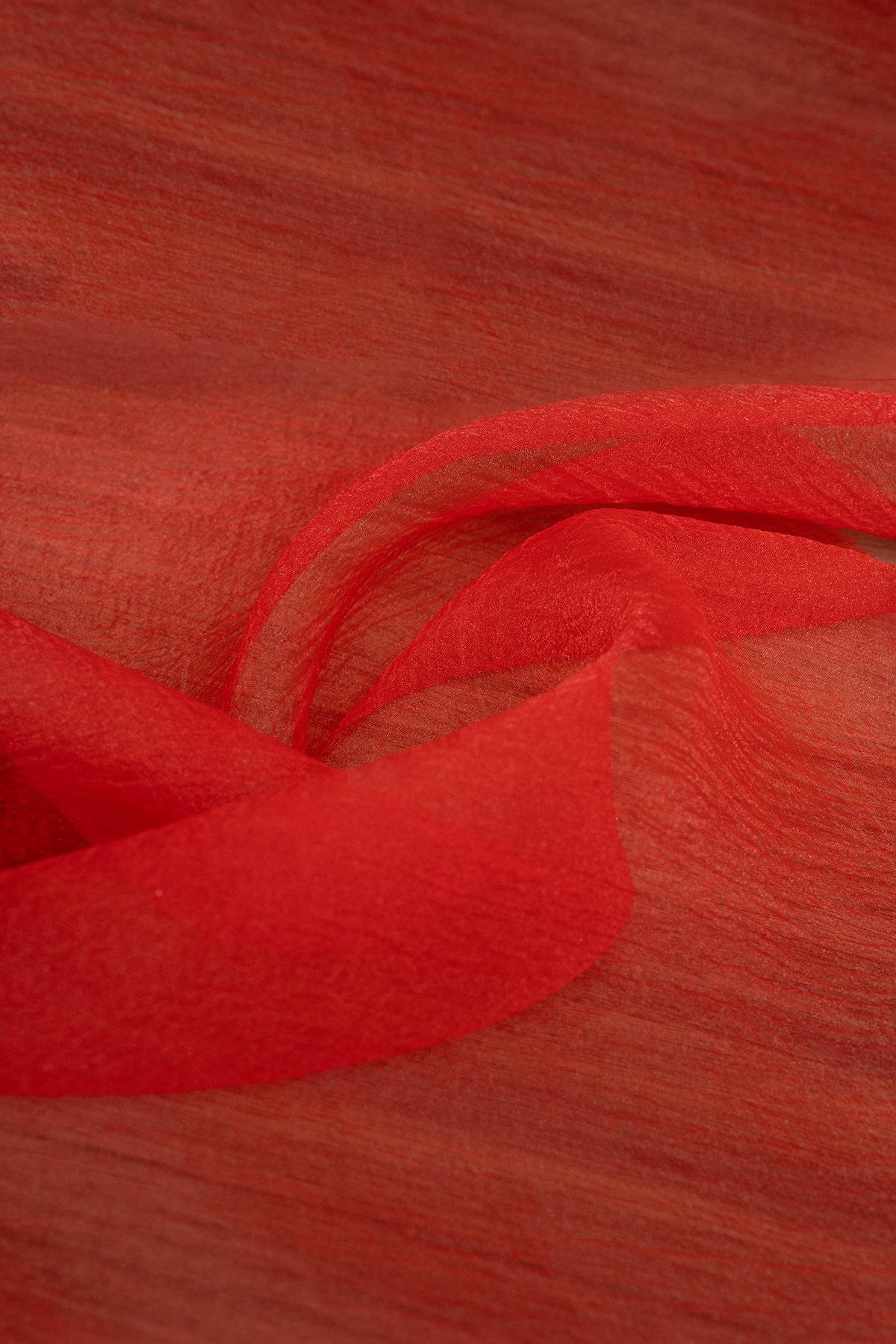 Dalya Organze Kırmızı Rengi Kumaş - Kumaş Deposu