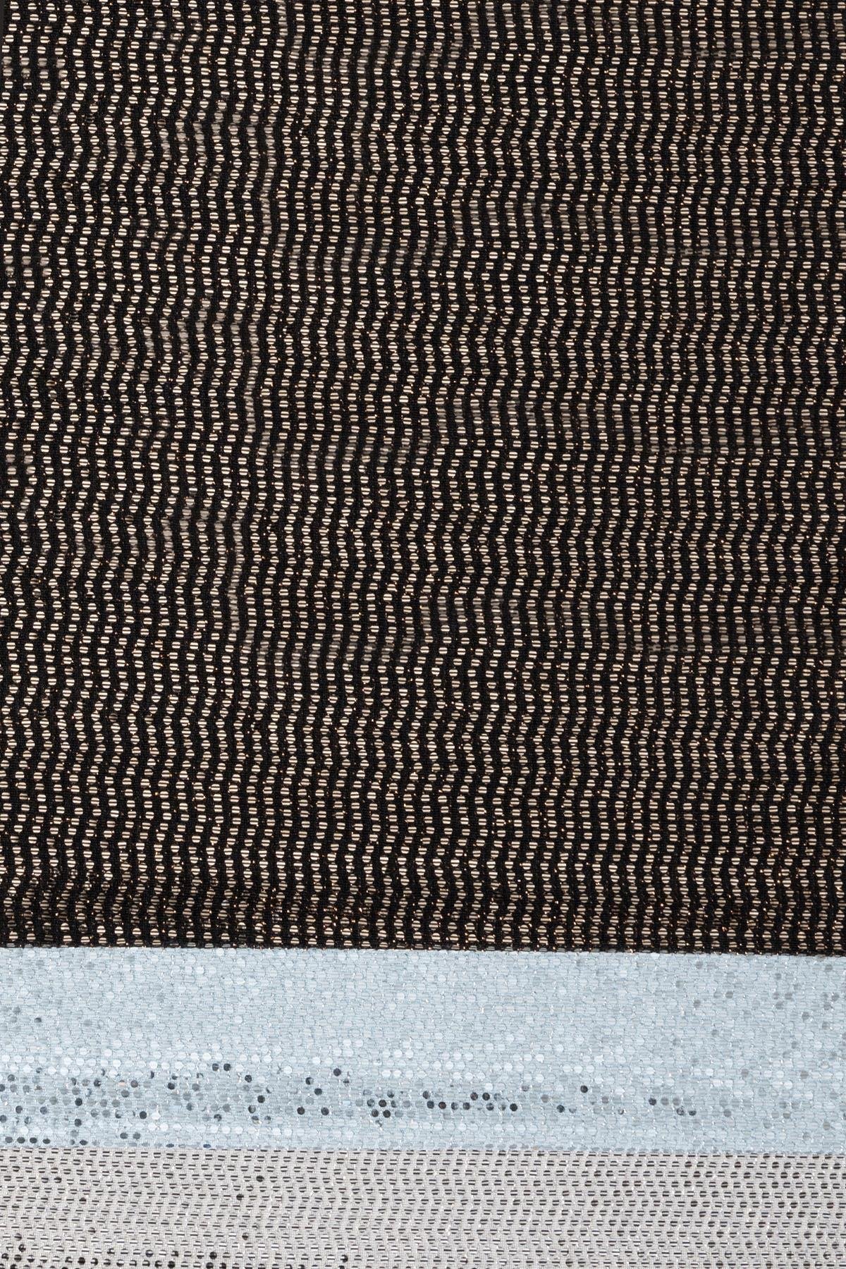 Doremi Bebe Mavisi Rengi Zeminli ve Gümüş Rengi Pullu Örme Abiye Kumaş - Kumaş Deposu